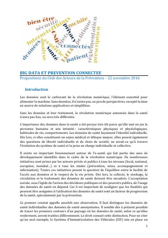 Couverture : Big data et prévention connectée